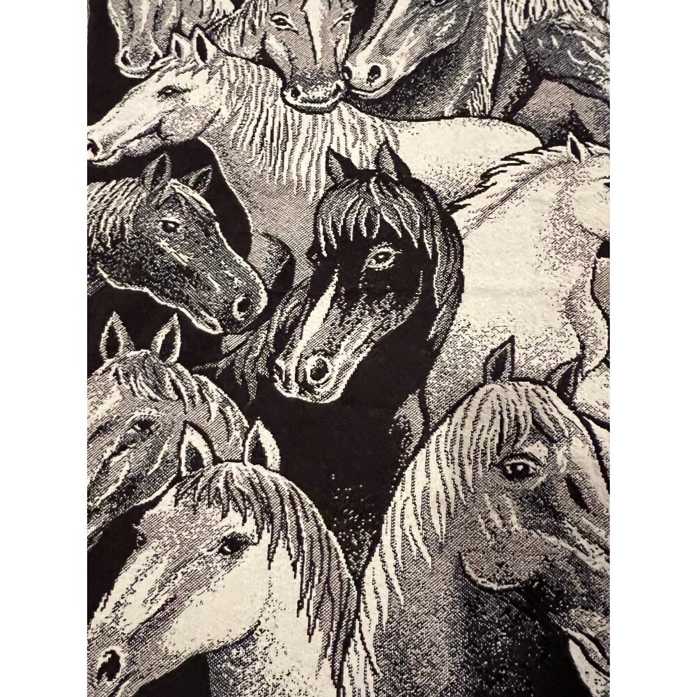 Horse tapestry blanket, woven, fringe throw, equestrian, western theme 40 x 48 - Picture 3 of 8